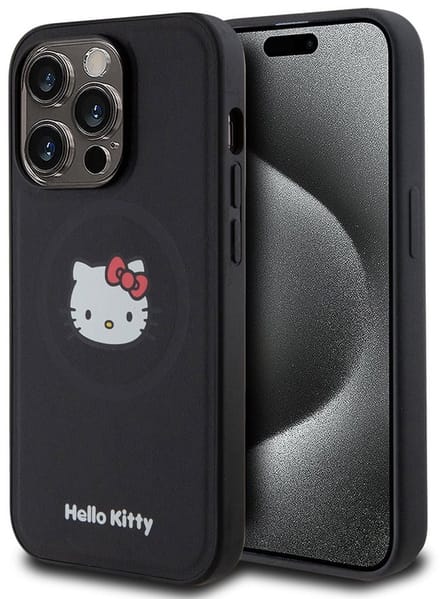 Hello Kitty Back Cover - Apple iPhone 15 - Zwart - Schokabsorberend - Matte Afwerking