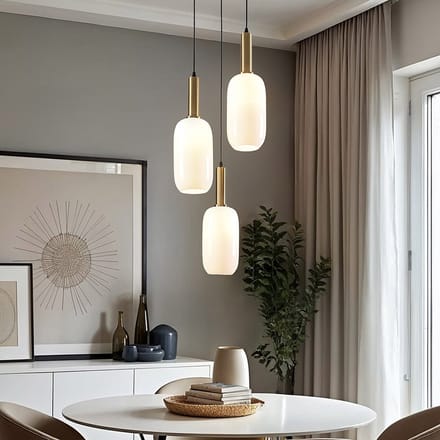LumenXL Hanglamp Dayley - melkwit glas, 3-lichts