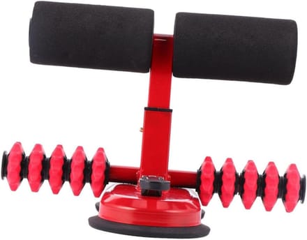 Buiktrainingsmachine - Sit-up assist - Thuis sporten - Sterke zuignap - 918 Gram - Rood