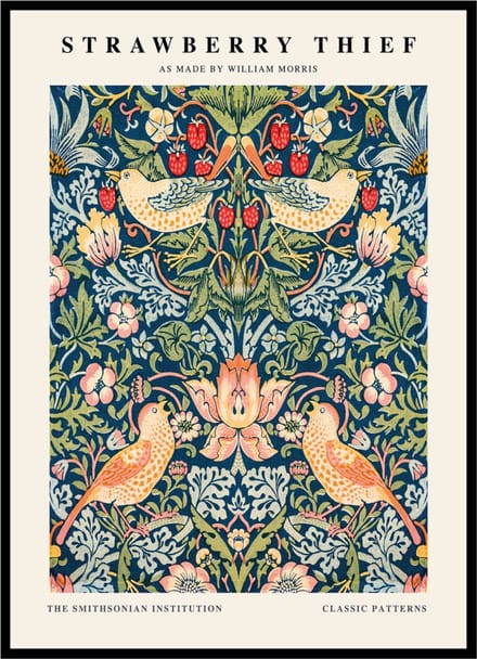 Poster William Morris - Strawberry Thief - Large 30x40 - Abstracte Kunst - Botanisch Patroon