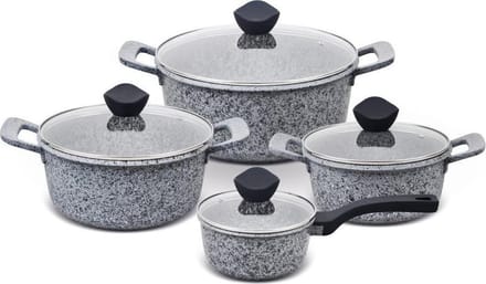 Promis Granite - Pannenset - 8 Delig - Inductie - Ovenbestendig