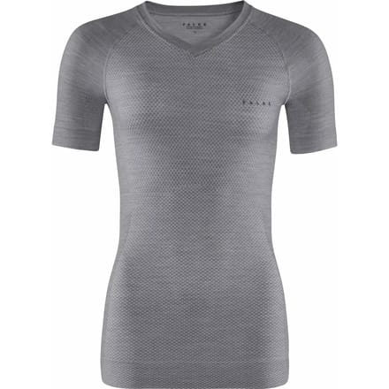 FALKE Wool-Tech Light V Neck sneldrogend wol functioneel functioneel shirt met korte mouwen dames grijs - maat XS