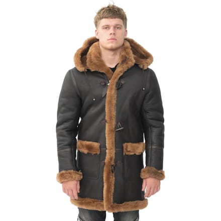 Heren winter schapenvacht capuchon duffelcoat-Helsinki