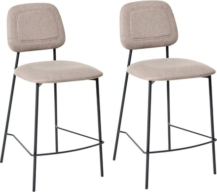 DUETTE - Barkruk set van 2 - Taupe - Kunstlinnen