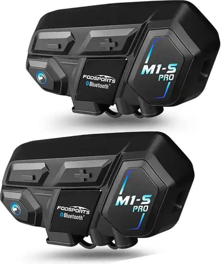 Fodsports - M1-S Pro - Motorfiets Intercom - Motorhelm - Bluetooth 5.0- Headsets - Communicator - Handsfree - Interphone - 2000M Koppelbaar tot 8 Rijders - 2 stuks