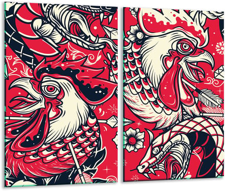TMK ArtDeko - Snijplank - 2x 30x52 cm - Kogut - Vaatwasbestendig