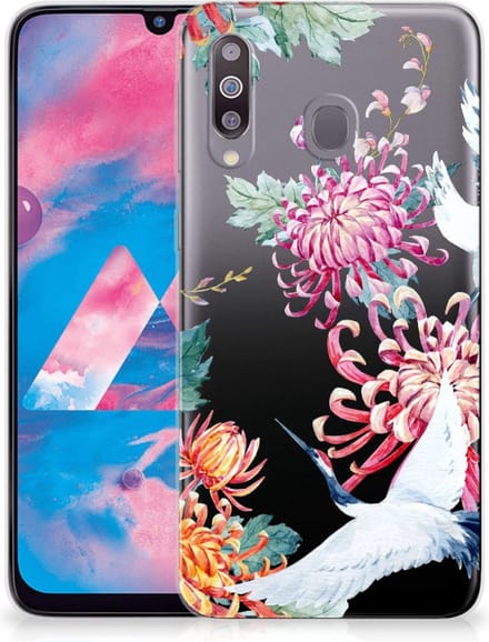 Samsung Galaxy M30 TPU Hoesje Bird Flowers