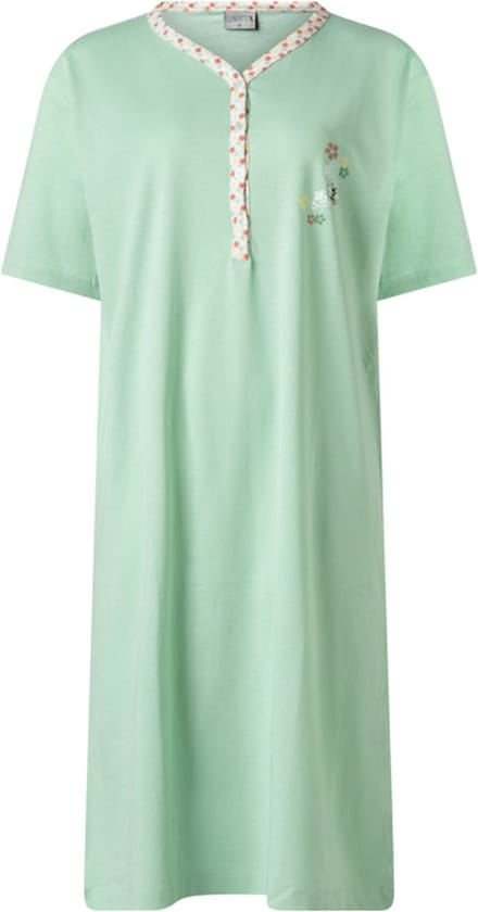 Lunatex - dames nachthemd 224163 - korte mouw - groen - maat L