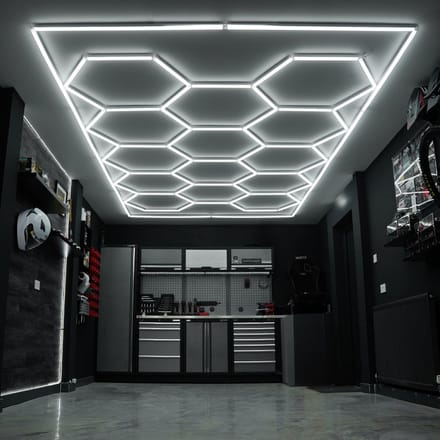 Modulaire tegels & zeshoekige led systeem - blauw - 3,2x6m - 6500k