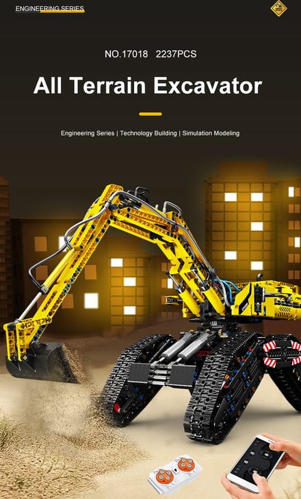 MOULD KING 17018 Technische De App & Rc Gemotoriseerde All Terrain Graafmachine is compatibel met het bekende merk.