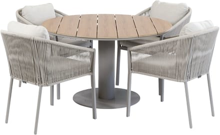 Tuinset Elvira/Tower | 4 personen | Rond 120 cm | Rope & Tecon Teak