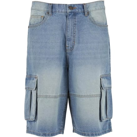 Urban Classics - Relaxed Denim Cargo Korte broek - Taille, 38 inch - Blauw