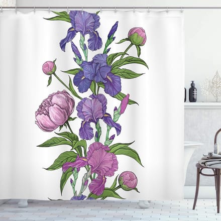 ABAKUHAUS Pioen Douchegordijn – stof, wit-multikleurig, 175×200 cm