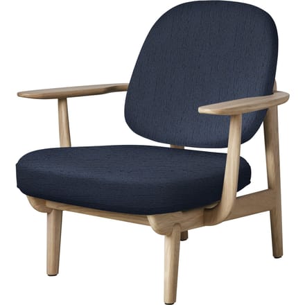 Fritz Hansen Fred Loungefauteuil - JH97 - blauw - eiken helder gelakt