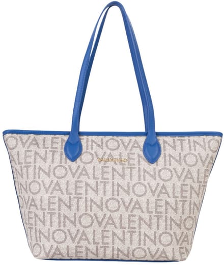 VALENTINO shopper Logo Shopping Bag Beige / Blu