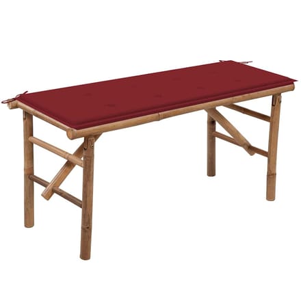 vidaXL - Tuinbank - inklapbaar - met - kussen - 118 - cm - bamboe