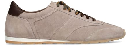Manfield - Heren - Grijze suède sneakers met dubbele veters - Maat 41