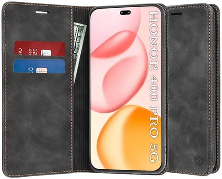 Hoesje geschikt voor HONOR 400 Pro - Techsuit Confy Book Wallet Case - Zwart