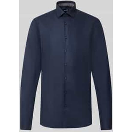 OLYMP Level 5 body fit overhemd - mouwlengte 7 - structuur - marine blauw - Strijkvriendelijk - Boordmaat: 43 (EU maat: XL)