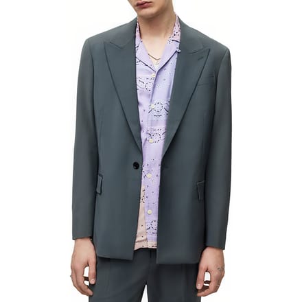 AllSaints Berto Blazer Smoke Blue Größe: 44 | Blazer Outlet | Herren | Blau