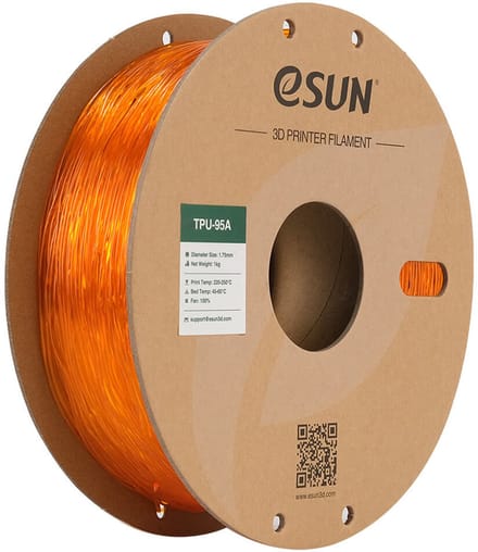 eSun - eTPU-95A Filament, 1.75mm, Transparent Orange - 1kg