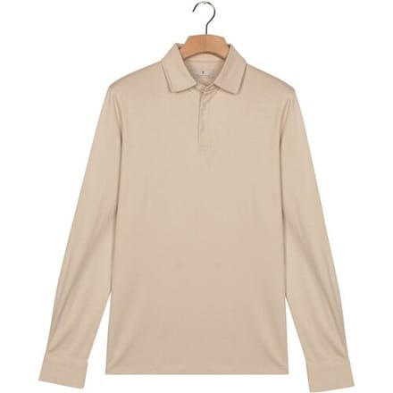 Thomas Maine Polo Soft Solid Color Liquid Cotton Long Sleeve Zand / male