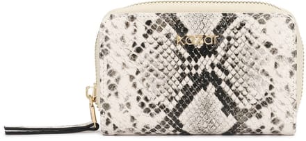 Snake motif embossed leather wallet with zipper pocket