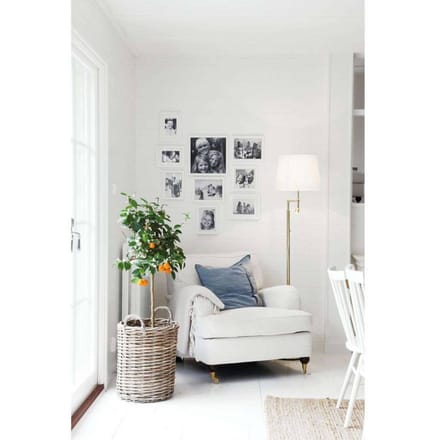 By Rydéns vloerlamp Orlando messing/wit, metaal, stof, E27