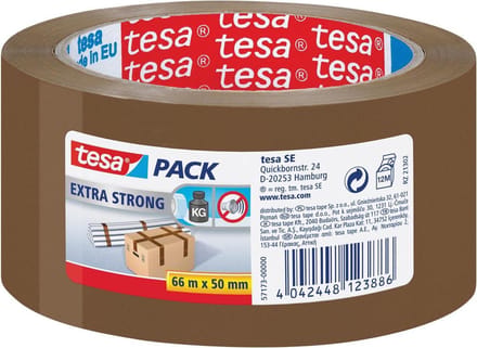 12x Tesa verpakkingsplakband Extra Strong, 50mmx66 m, PVC, bruin