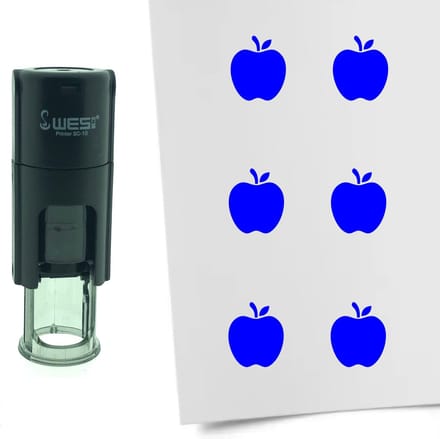 CombiCraft Stempel Appel 10mm rond - Blauwe inkt
