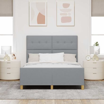 vidaXL - Bedframe - met - hoofdeinde - Lichtgrijs - 160 - x - 200 - cm - Stof