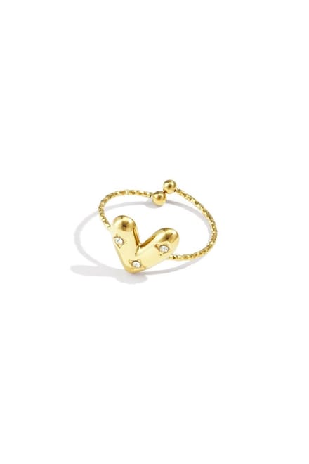 Bijoutheek Ring (Sieraad) Hartje Steentjes Goud
