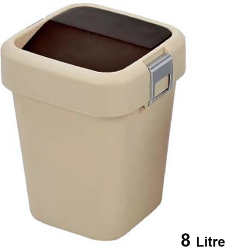 Tiss® - Comfort Dust Bin Afvalbak 8,lt - Prullenbak - Afvalscheiding - Kitchware- Gemaakt van Gerecycled Plastic - Crème