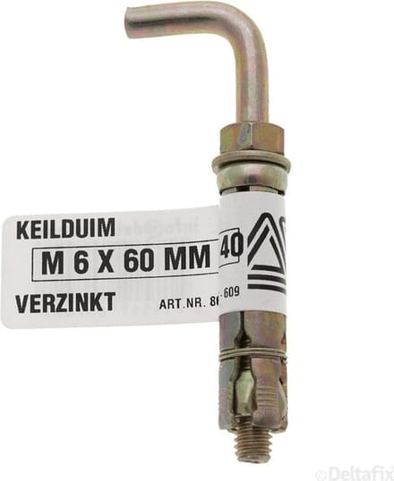 Deltafix - Keilduimhaak m6x60x40 verz