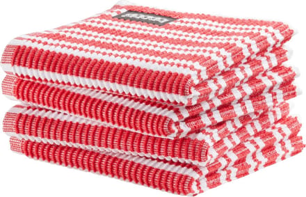 DDDDD - 4x Vaatdoek - Stripe - Rood - 30 x 30 cm - Set van 4 stuks