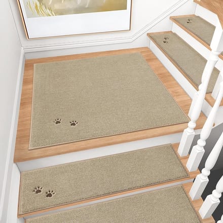 Trappenhoekmatten - Trapbekleding - Veilig Traplopen - Machinewasbaar - 30 x 30 cm - Beige