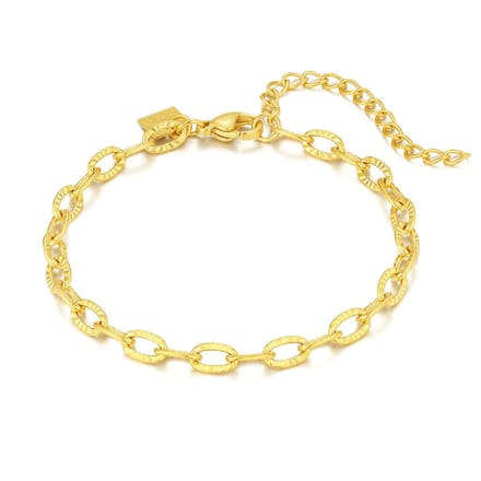 Twice As Nice Armband in goudkleurig edelstaal, gebeitelde schakels 16cm+5cm