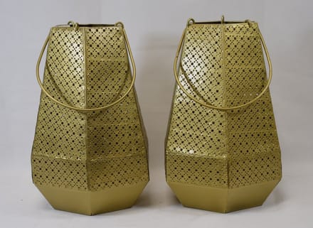 ZoeZo Design - 2 stuks - windlicht - goud - kaarsenhouder - H30 x Ø 18 cm