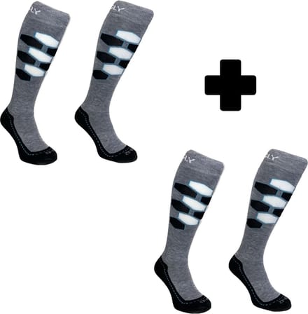Hingly Skisokken 2-pack HexaSki Grijs - Zwart 43-46
