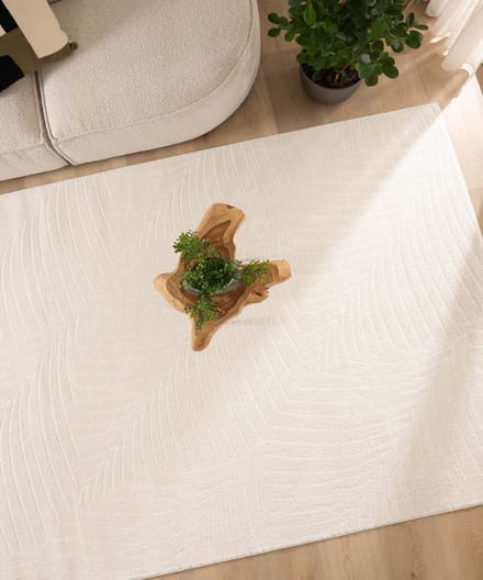 Scandinavisch vloerkleed - Contour Leaf crème 100x200