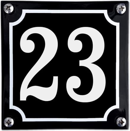 Zwart emaille huisnummer  - 23
