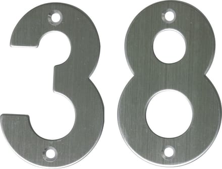 AMIG Huisnummer 38 - massief Inox RVS - 10cm - incl. bijpassende schroeven - zilver
