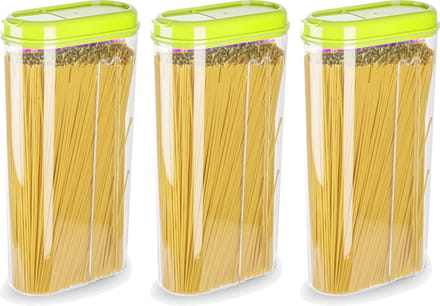 Plasticforte Voedselcontainer strooibus - 3x - groen - 2350 ml - kunststof - voorraadpotten
