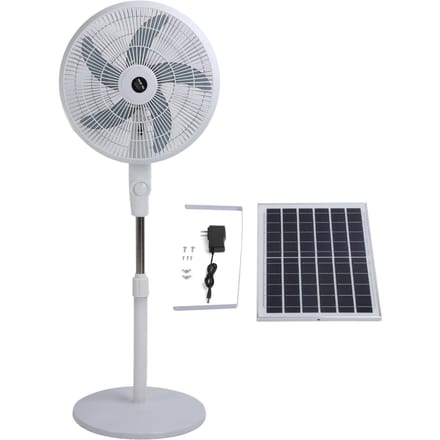 Staande Oscillerende Ventilator met Zonnepaneel ABS 3 Snelheden Stil Draagbare Vloer Standaard Ventilator voor gray