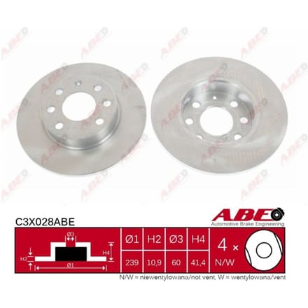 Remschijf ABE C3X028 voorkant, compleet, 1 Stuk