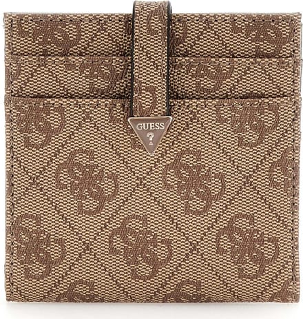 GUESS Kaarthouder Eco Erica Tab Card Case Latte Logo Lichtbruin