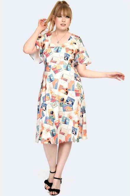 Voodoo Vixen - Postcard Print Korte jurk - M - Multicolours