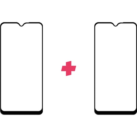 DuoPack: Samsung Galaxy A20s screenprotector gehard glas Edge to Edge