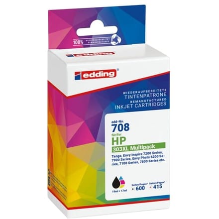Inktpatroon multipack »EDD-708« vervangt Hewlett Packards »T6N04AE/T6N03AE« nr.