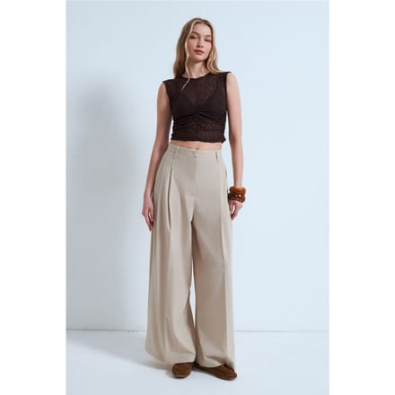 Mouwloze Kanten Geribde Blouse